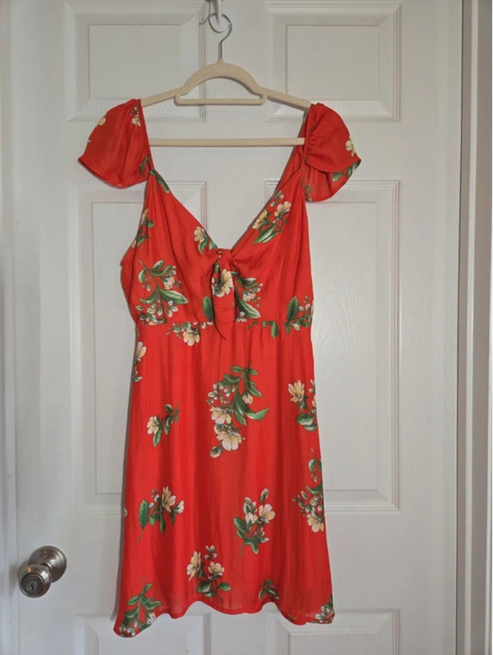 Sadie & Sage orange red floral dress size large